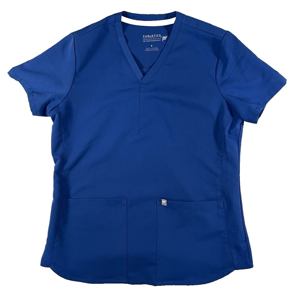 Fabletics Scrub Top Method 2-Pocket Short Sleeve Royal Blue Women's Size Small